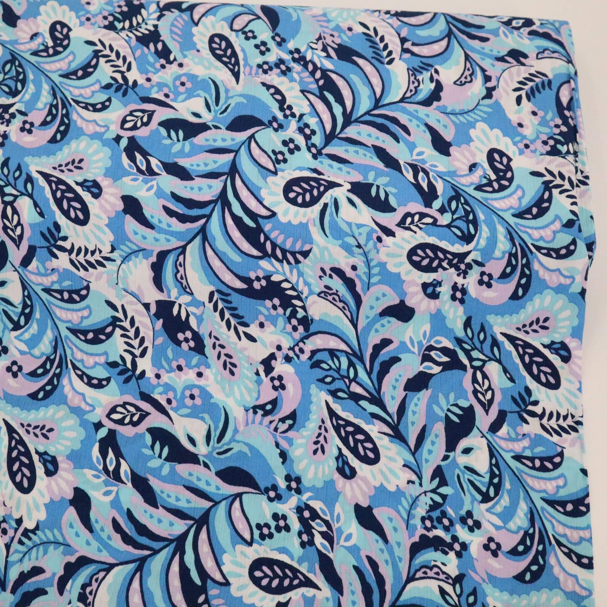 Remnnat-Botanic Bloom Swirl-Viscose Crepe-Oceann-2.05mtr ...